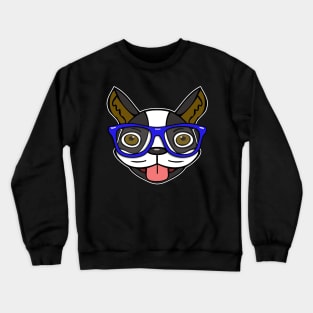 Hipster Boston Terrier Crewneck Sweatshirt